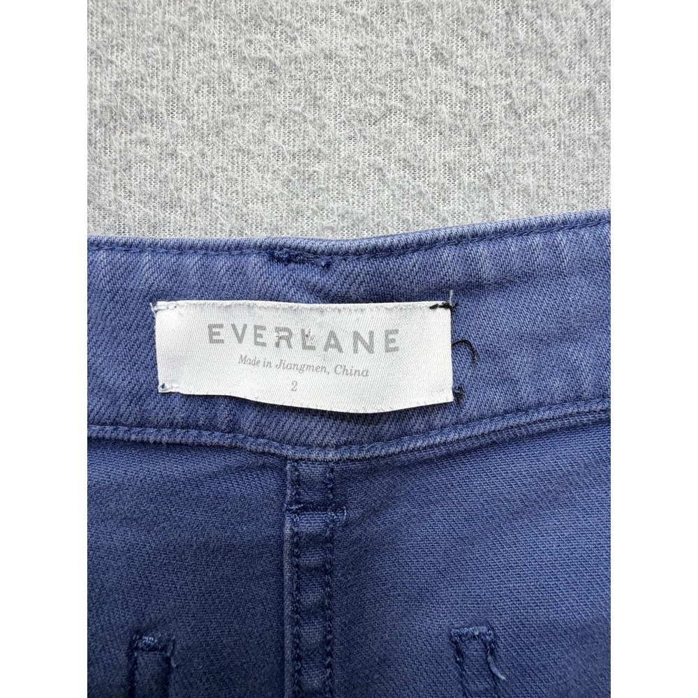 Everlane Pants Womens 2 Blue Wide Leg Cropped Twill Chino Stretch Pockets Casual - Picture 6 of 9